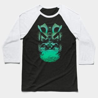 Abstract Cat in Viking Style - Green Baseball T-Shirt